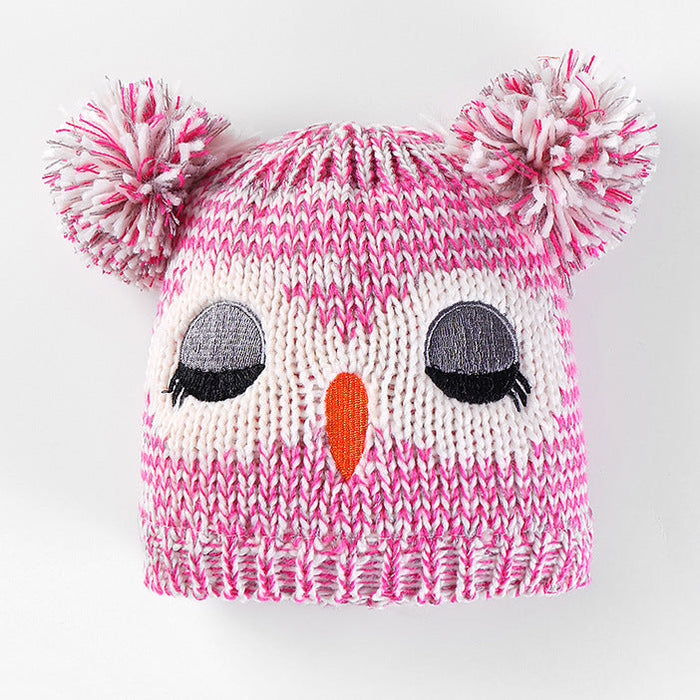 Wholesale children knitted owl hat woolen fashion hat JDC-FH-GSCS006 Fashionhat JoyasDeChina rose red Wholesale Jewelry JoyasDeChina Joyas De China