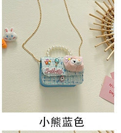 Wholesale Children's Bag Pearl Cotton Linen Chain Messenger Bag JDC-SD-GSHN027 Shoulder Bags 浩纳 blue Wholesale Jewelry JoyasDeChina Joyas De China