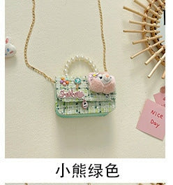 Wholesale Children's Bag Pearl Cotton Linen Chain Messenger Bag JDC-SD-GSHN027 Shoulder Bags 浩纳 green Wholesale Jewelry JoyasDeChina Joyas De China