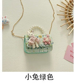 Wholesale Children's Bag Pearl Cotton Linen Chain Messenger Bag JDC-SD-GSHN027 Shoulder Bags 浩纳 green B Wholesale Jewelry JoyasDeChina Joyas De China