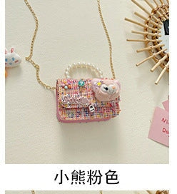 Wholesale Children's Bag Pearl Cotton Linen Chain Messenger Bag JDC-SD-GSHN027 Shoulder Bags 浩纳 pink Wholesale Jewelry JoyasDeChina Joyas De China
