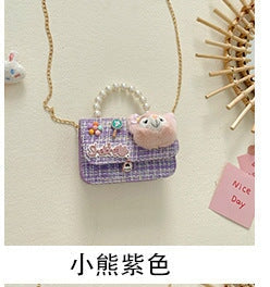 Wholesale Children's Bag Pearl Cotton Linen Chain Messenger Bag JDC-SD-GSHN027 Shoulder Bags 浩纳 purple Wholesale Jewelry JoyasDeChina Joyas De China