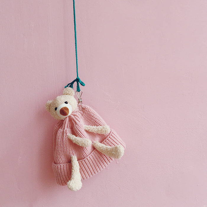 Wholesale children's bear wool hat JDC-FH-LH062 FashionHat 旅禾 pink Wholesale Jewelry JoyasDeChina Joyas De China