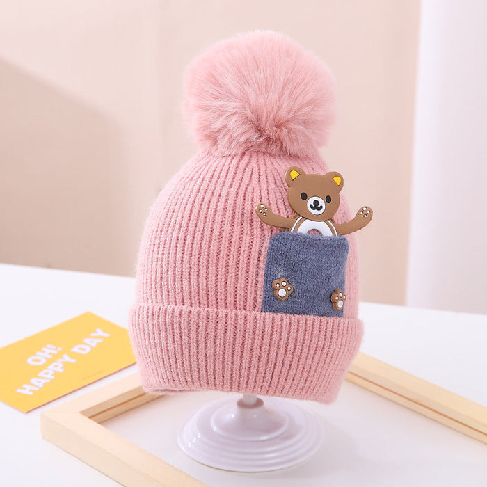Wholesale children's cartoon bear cotton knit hat JDC-FH-GSKC002 Fashionhat JoyasDeChina pink 46-48CM Wholesale Jewelry JoyasDeChina Joyas De China