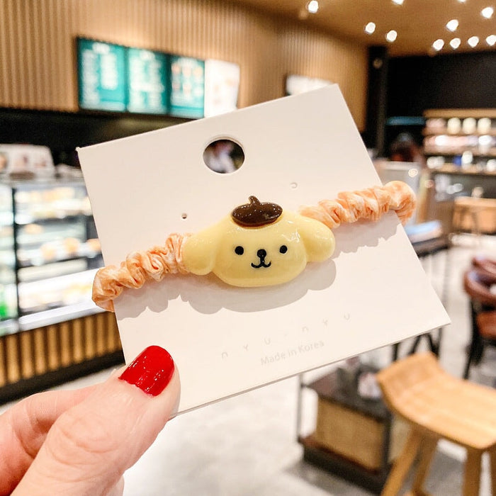 Wholesale children's cartoon plaid large intestine hair loop JDC-HS-ZY001 Hair Scrunchies 紫芸 Yellow puppy Wholesale Jewelry JoyasDeChina Joyas De China