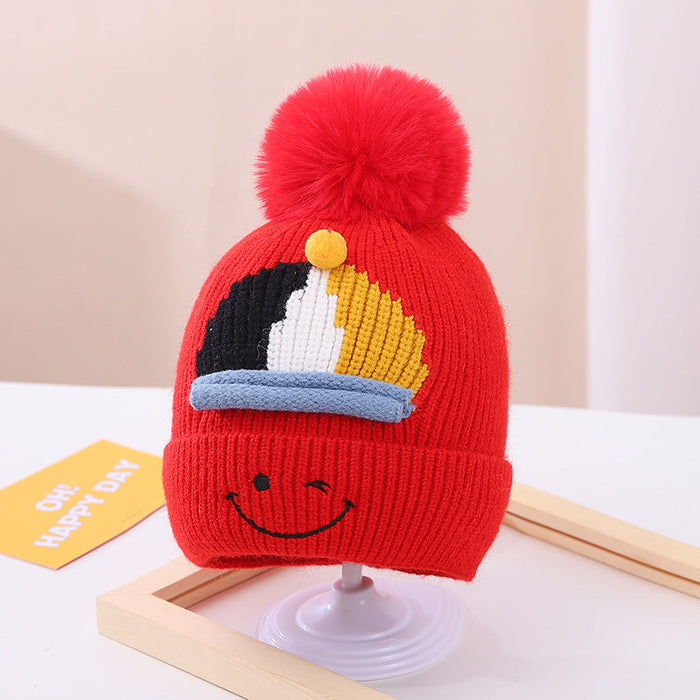 Wholesale children's cartoon smiley knitted woolen hat JDC-FH-GSKC006 Fashionhat JoyasDeChina red 46-48CM Wholesale Jewelry JoyasDeChina Joyas De China