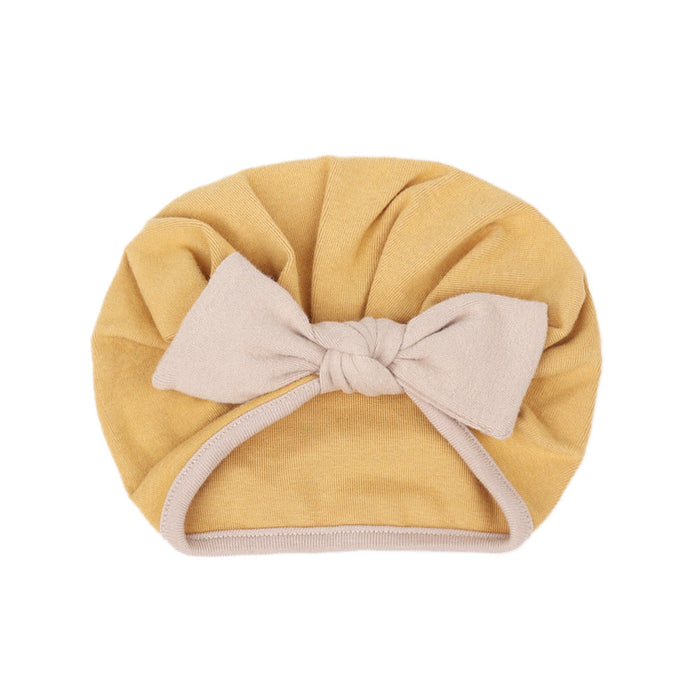 Wholesale children's cotton Pullover hat with bowknot fashion hat JDC-FH-GSQN025 Fashionhat JoyasDeChina Yellow light coffee bow Wholesale Jewelry JoyasDeChina Joyas De China
