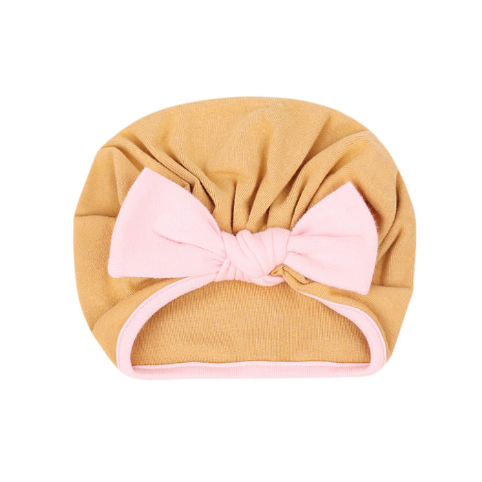 Wholesale children's cotton Pullover hat with bowknot fashion hat JDC-FH-GSQN025 Fashionhat JoyasDeChina Yellow pink bow Wholesale Jewelry JoyasDeChina Joyas De China
