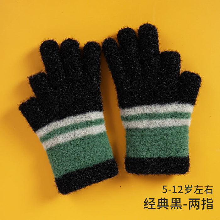 Wholesale children's crystal mink knitted gloves JDC-GS-RH005 Gloves 润赫 black Children 5-12 years old Wholesale Jewelry JoyasDeChina Joyas De China