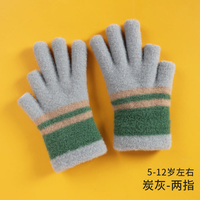 Wholesale children's crystal mink knitted gloves JDC-GS-RH005 Gloves 润赫 grey Children 5-12 years old Wholesale Jewelry JoyasDeChina Joyas De China
