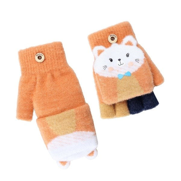 Wholesale Children's Knitted Crystal Mink Fleece Half Finger Gloves JDC-GS-RH002 Gloves 润赫 Wholesale Jewelry JoyasDeChina Joyas De China