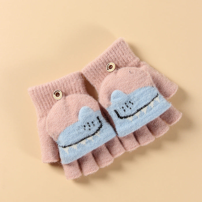 Wholesale Children's Knitted Crystal Mink Fleece Half Finger Gloves JDC-GS-RH003 Gloves 润赫 Wholesale Jewelry JoyasDeChina Joyas De China