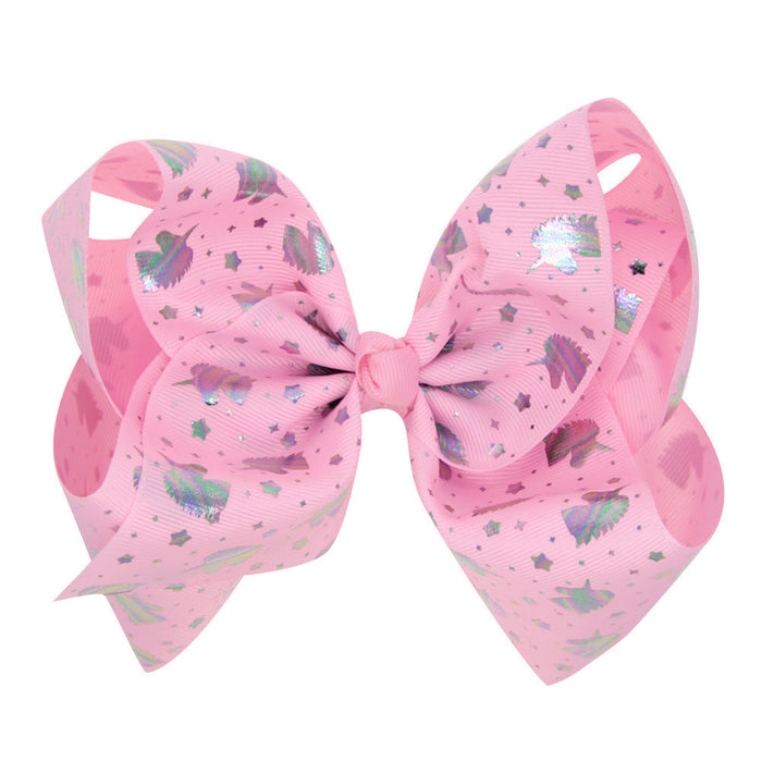 Wholesale children's large bow hairpin children＊s hair clips JDC-HC-GSQN005 Hair Clips JoyasDeChina Pink unicorn Wholesale Jewelry JoyasDeChina Joyas De China