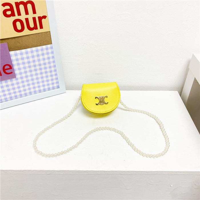 Wholesale children's pearl chain pu leather crossbody Shoulder Bags JDC-SD-YP058 Shoulder Bags JoyasDeChina yellow Wholesale Jewelry JoyasDeChina Joyas De China