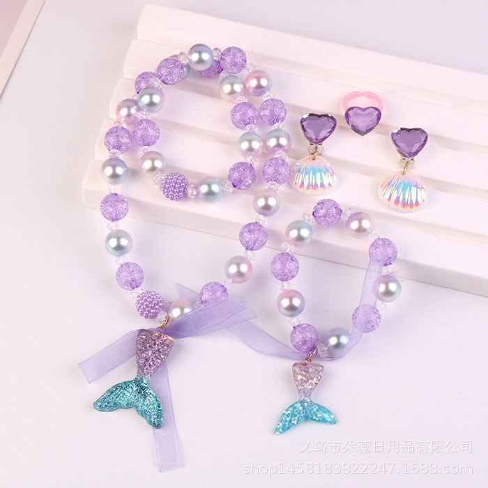 Wholesale children's pearl necklace bracelet ring earring set JDC-NE-Duor004 Necklaces 朵蕊 Wholesale Jewelry JoyasDeChina Joyas De China