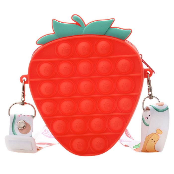 Wholesale Children's Silicone Color Fruit Shoulder Bags JDC-CB-GSHN003 Shoulder Bags JoyasDeChina red strawberry Wholesale Jewelry JoyasDeChina Joyas De China