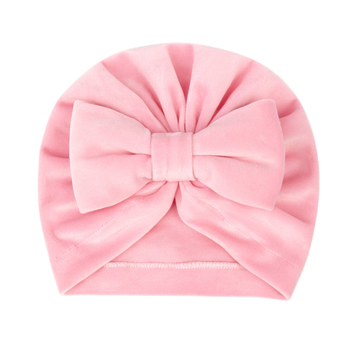 Wholesale children's solid color bow flannel Fashion Hat JDC-FH-GSQN021 Fashionhat JoyasDeChina pink One size Wholesale Jewelry JoyasDeChina Joyas De China