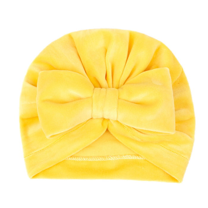 Wholesale children's solid color bow flannel Fashion Hat JDC-FH-GSQN021 Fashionhat JoyasDeChina yellow One size Wholesale Jewelry JoyasDeChina Joyas De China