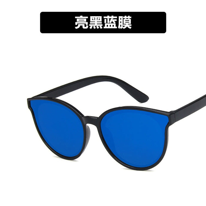 Wholesale children's UV protection round frame sunglasses JDC-SG-KD131 Sun Glasses 珂盾 Bright black blue film Wholesale Jewelry JoyasDeChina Joyas De China