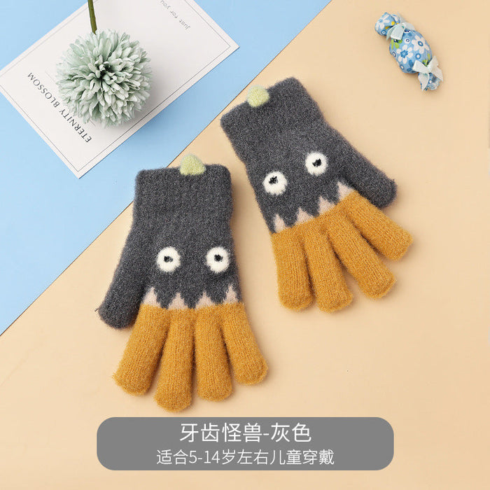 Wholesale Children's Warm Crystal Mink Knitted Gloves JDC-GS-RH004 Gloves 润赫 grey Children Wholesale Jewelry JoyasDeChina Joyas De China