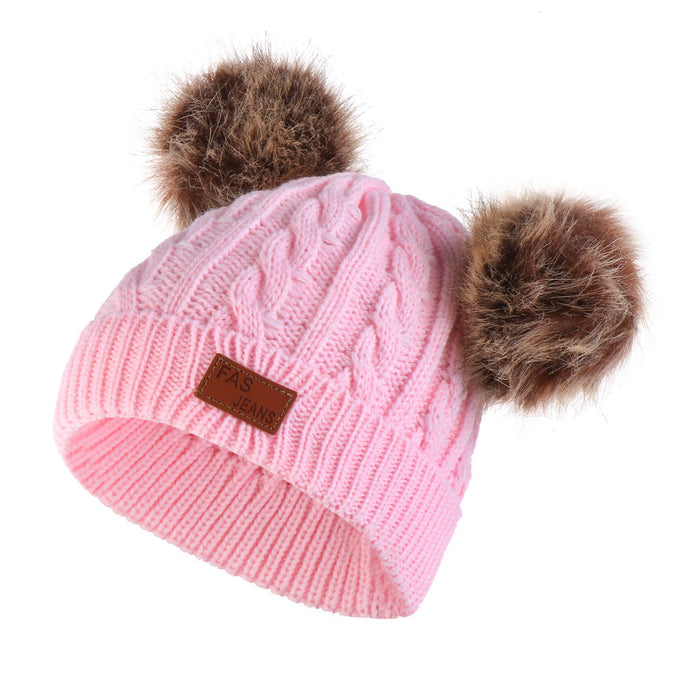 Wholesale children's wool ball knitted woolen hat JDC-FH-GSJN005 Fashionhat JoyasDeChina light pink Wholesale Jewelry JoyasDeChina Joyas De China