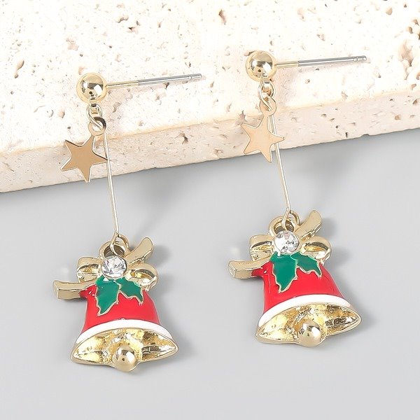 Wholesale Christmas Alloy Enamel Rhinestone Bell Earrings JDC-ES-JL660 Earrings ?鹄? Wholesale Jewelry JoyasDeChina Joyas De China