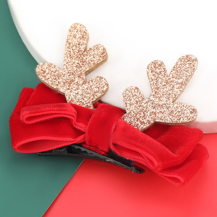 Wholesale Christmas Alloy Flannel Bowknot Antler Hair Clips JDC-HC-JL049 Hair Clips 氿乐 pink Wholesale Jewelry JoyasDeChina Joyas De China