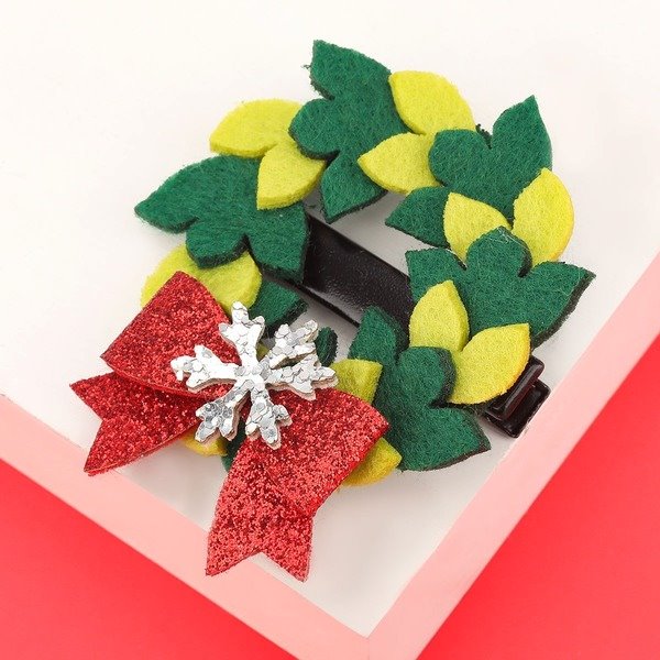 Wholesale Christmas Alloy Flannel Garland Bow Hair Clips JDC-HC-JL050 Hair Clips 氿乐 Wholesale Jewelry JoyasDeChina Joyas De China
