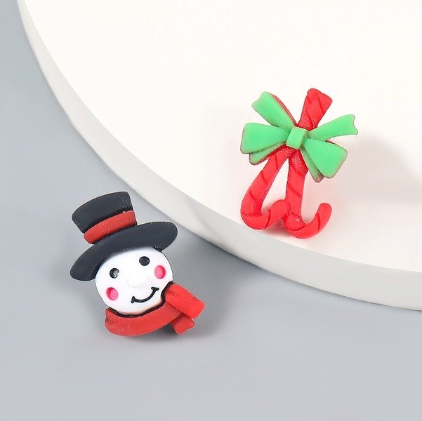 Wholesale Christmas Alloy Resin Snowman Cane Earrings JDC-ES-JL656 Earrings ?鹄? Wholesale Jewelry JoyasDeChina Joyas De China