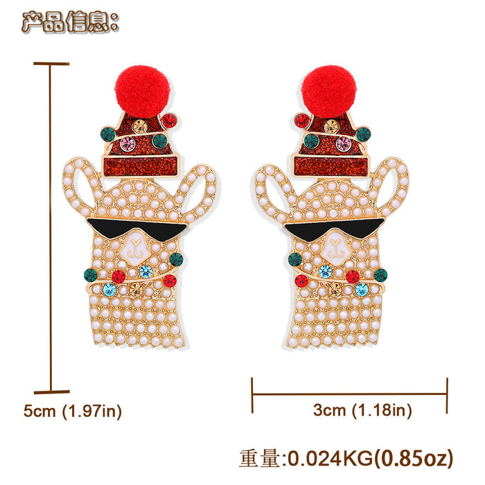 Wholesale Christmas Beads Snowman Diamond Alloy Earrings JDC-ES-JQ171 Earrings JoyasDeChina Wholesale Jewelry JoyasDeChina Joyas De China