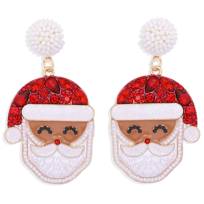 Wholesale Christmas Beads Snowman Diamond Alloy Earrings JDC-ES-JQ171 Earrings JoyasDeChina Talking Christmas Grandpa Wholesale Jewelry JoyasDeChina Joyas De China