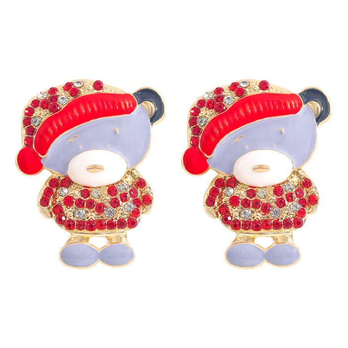 Wholesale Christmas Bear Alloy Earrings JDC-ES-JQ167 Earrings JoyasDeChina red Wholesale Jewelry JoyasDeChina Joyas De China