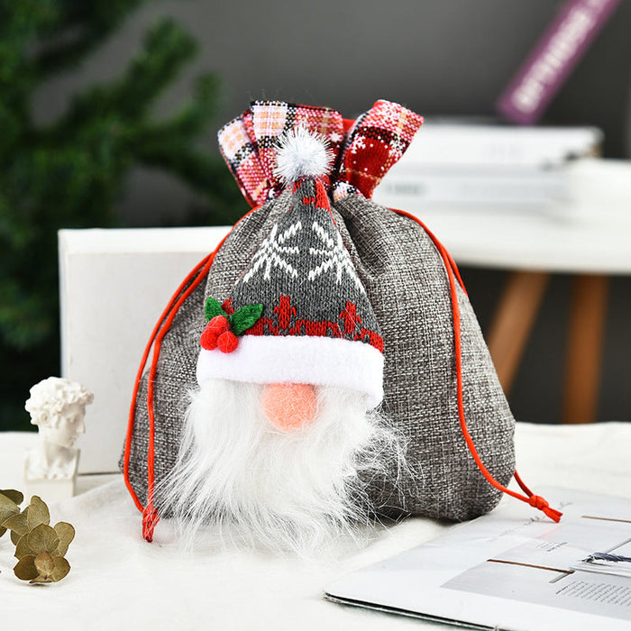 Wholesale Christmas Burlap Apple Bag Drawstring Pocket Handbags JDC-HB-GL009 Handbags 港恋 grey Wholesale Jewelry JoyasDeChina Joyas De China