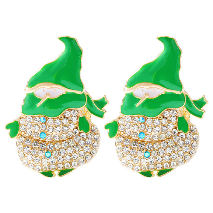 Wholesale Christmas Cartoon Alloy Diamond Earrings JDC-ES-JQ147 Earrings JoyasDeChina green Wholesale Jewelry JoyasDeChina Joyas De China