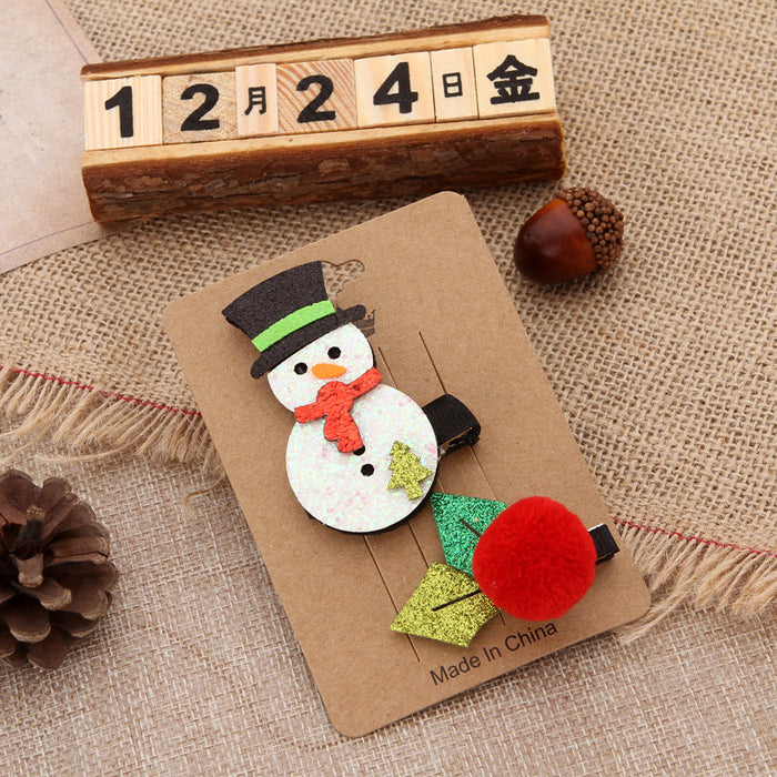 Wholesale Christmas Cloth Iron Hair Clips Set JDC-HC-GL005 Hair Clips 誠蟋 Cherry snowman Wholesale Jewelry JoyasDeChina Joyas De China