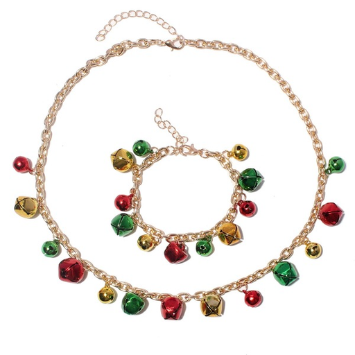 Wholesale Christmas Color Bells Alloy Necklace Bracelet Set JDC-NE-TC266 Necklaces JoyasDeChina Wholesale Jewelry JoyasDeChina Joyas De China