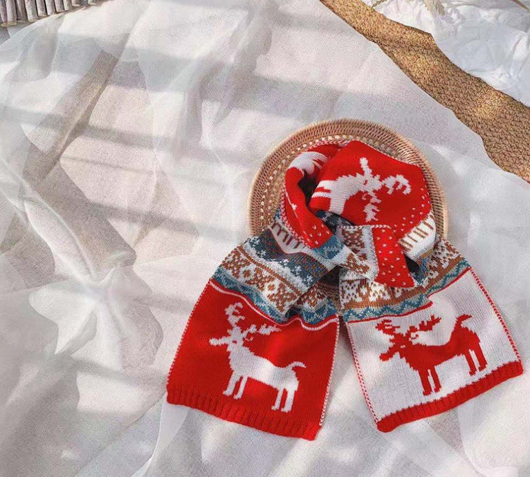 Wholesale Christmas deer red wool children scarf JDC-SC-LH017 scarf 旅禾 Red + white Wholesale Jewelry JoyasDeChina Joyas De China