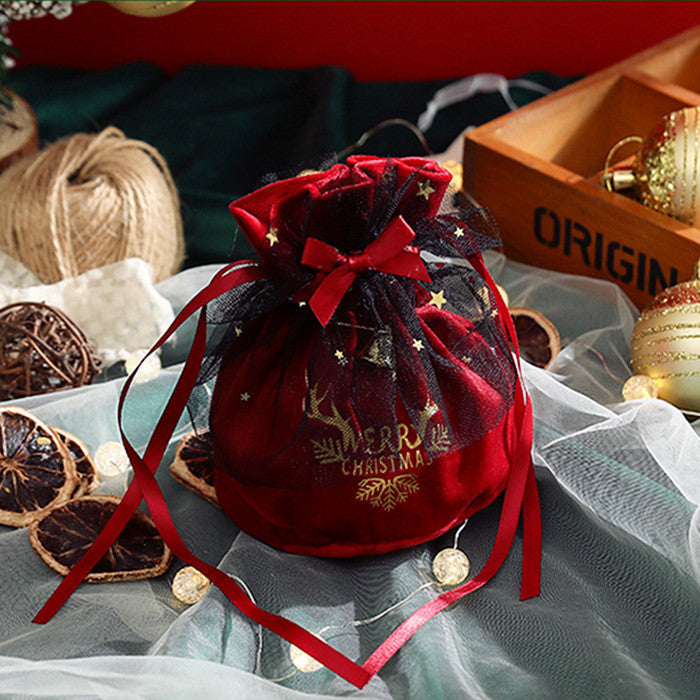 Wholesale Christmas Eve Velvet Bag Cloth Gift Box JDC-JP-HuaJ001 Jewelry packaging 花涧 Burgundy black gauze 12cmx15cm Wholesale Jewelry JoyasDeChina Joyas De China