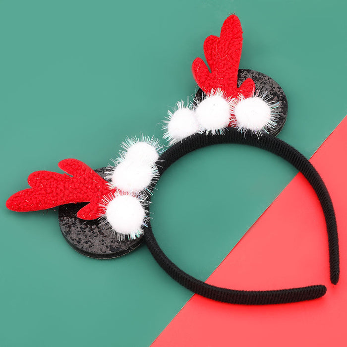 Wholesale christmas flannel antlers black alloy headband JDC-HD-JL051 Headband 氿乐 Antlers Black Edge Wholesale Jewelry JoyasDeChina Joyas De China