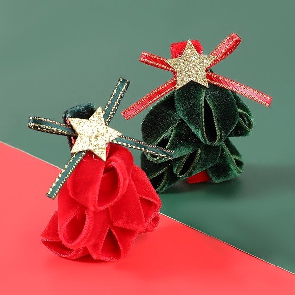 Wholesale Christmas Flannel Bow Star Hair Clips Set JDC-HC-JL032 Hair Clips 氿乐 Wholesale Jewelry JoyasDeChina Joyas De China