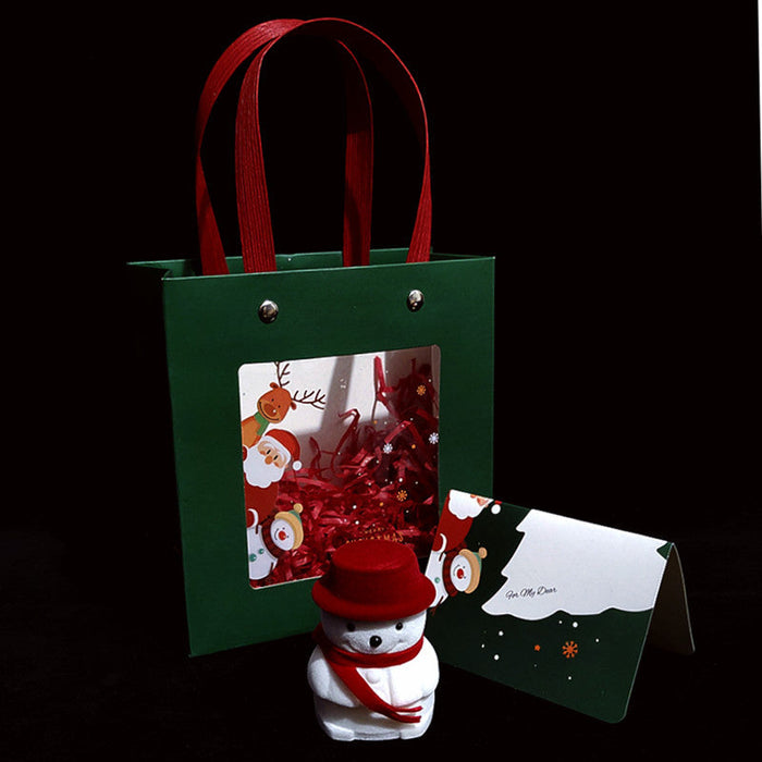 Wholesale Christmas Flannel Jewelry Box JDC-JP-HuaJ004 Jewelry packaging 花涧 Green Gift Bag Snowman Jewelry Box Wholesale Jewelry JoyasDeChina Joyas De China
