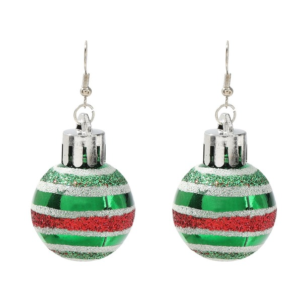 Wholesale Christmas Green Striped Light Ball Shaped Resin Earrings JDC-ES-JY001 Earrings JoyasDeChina Wholesale Jewelry JoyasDeChina Joyas De China