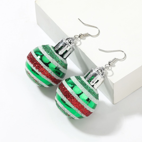Wholesale Christmas Green Striped Light Ball Shaped Resin Earrings JDC-ES-JY001 Earrings JoyasDeChina Wholesale Jewelry JoyasDeChina Joyas De China