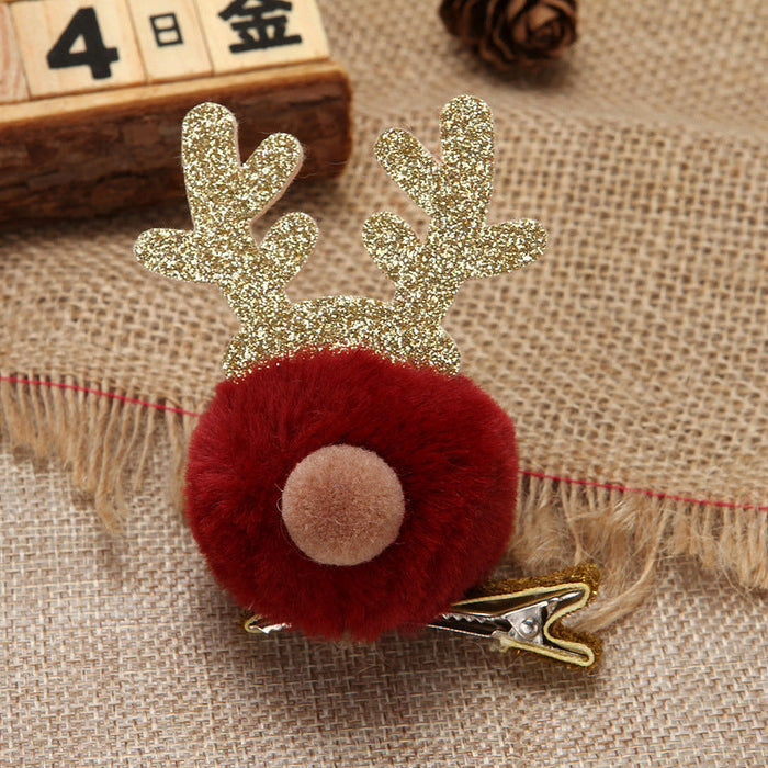 Wholesale Christmas Hair Balls Antlers Children Iron Hair Clips JDC-HC-GL008 Hair Clips 誠蟋 red Wholesale Jewelry JoyasDeChina Joyas De China