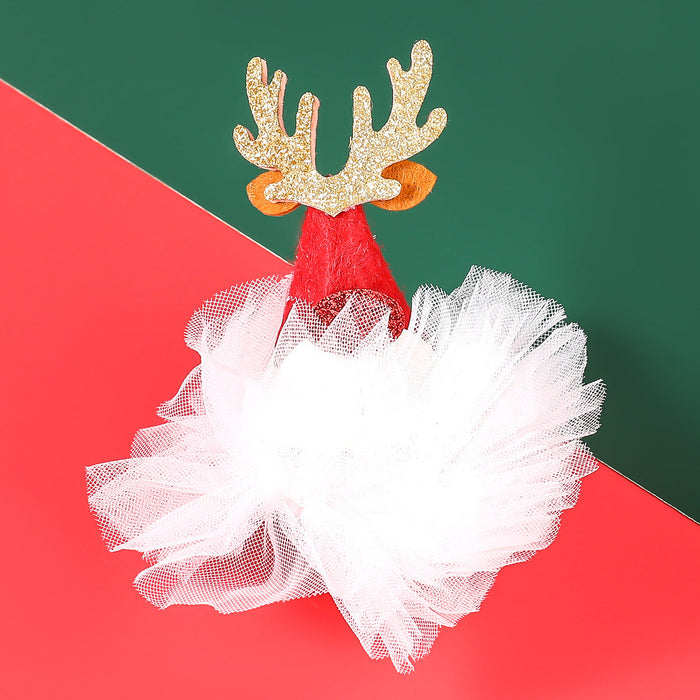 Wholesale Christmas Lace Flannel Antler Hat Alloy Hair Clips JDC-HC-JL040 Hair Clips 氿乐 Elk antlers Wholesale Jewelry JoyasDeChina Joyas De China