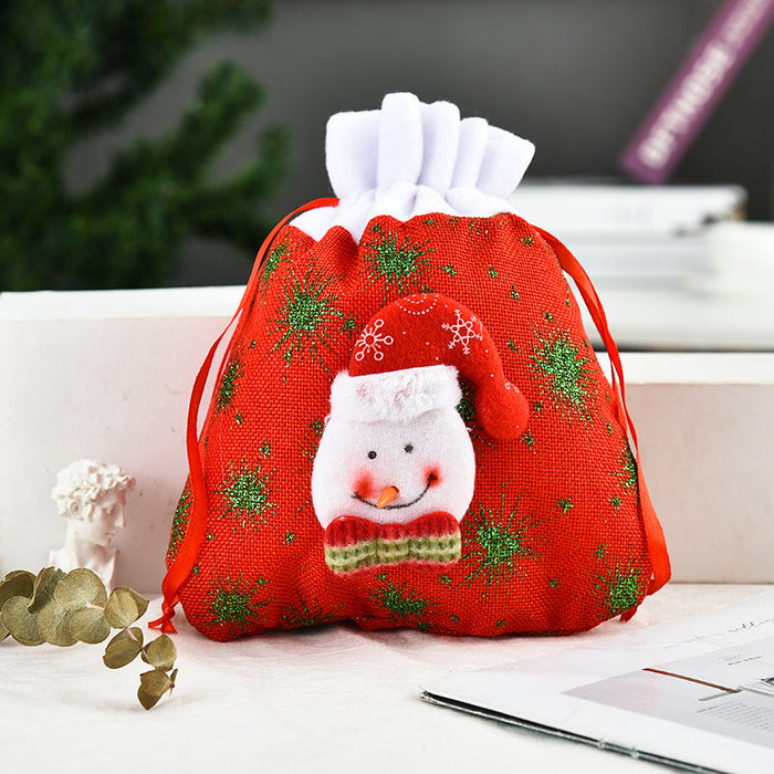 Wholesale Christmas Linen Tote Bag Apple Bag Decorations Handbags JDC-HB-GL007 Handbags 港恋 snowman Wholesale Jewelry JoyasDeChina Joyas De China