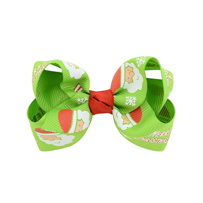 Wholesale Christmas Printed Bowknot Polyester Ribbed Hair Clips JDC-HC-GSYL026 Hair Clips JoyasDeChina 9 Wholesale Jewelry JoyasDeChina Joyas De China