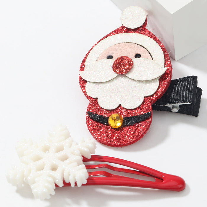 Wholesale Christmas Santa Alloy Flannel Resin Hair Clips JDC-HC-JL053 Hair Clips 氿乐 set Wholesale Jewelry JoyasDeChina Joyas De China