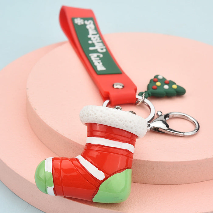 Wholesale Christmas Santa Resin Keychain JDC-KC-WS021 Keychains 围颂 shoes OPP bag Wholesale Jewelry JoyasDeChina Joyas De China