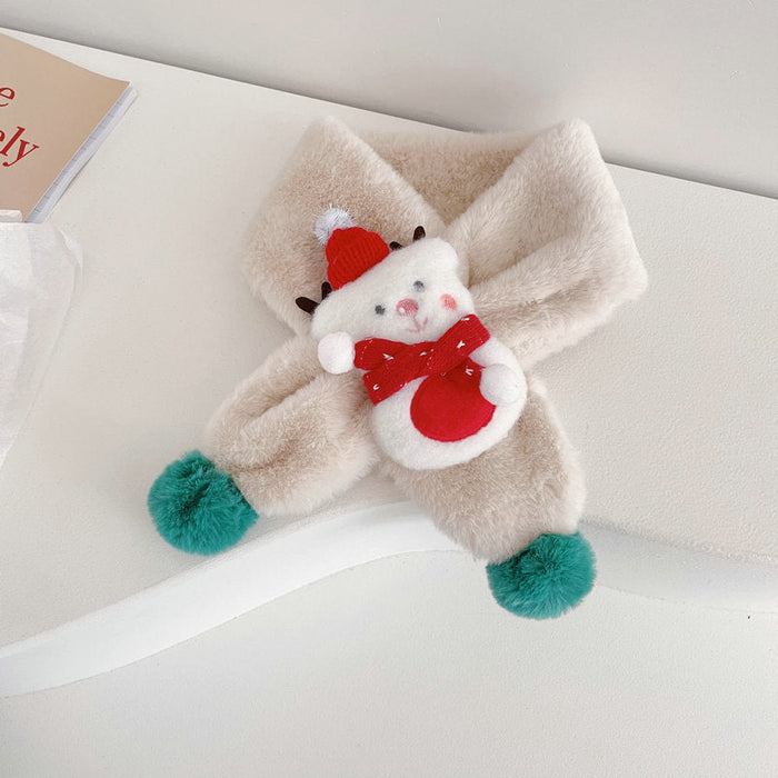 Wholesale Christmas snow Bear Plush children scarf JDC-SC-LH014 scarf 旅禾 BEIGE Wholesale Jewelry JoyasDeChina Joyas De China